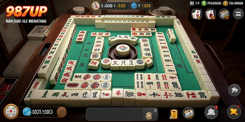 Tampilan gameplay menarik dari 987UP Mahjong.