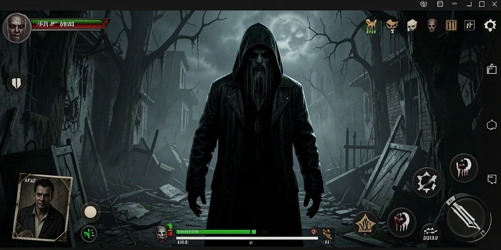Screenshot gameplay AFAF yang menunjukkan suasana mencekam dan ketegangan yang tinggi.