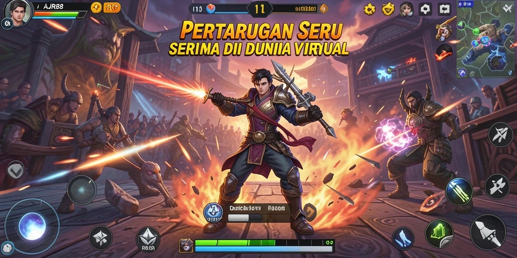 Tampilan gameplay AJR88 yang mendebarkan dan penuh aksi pertarungan.