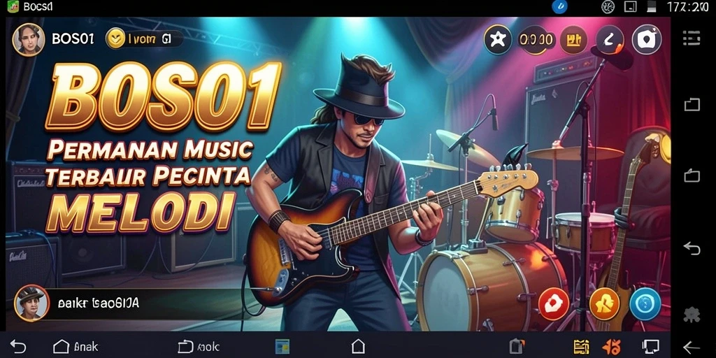 Tangkapan layar BOS01 menunjukkan gameplay seru yang menampilkan tantangan musik.