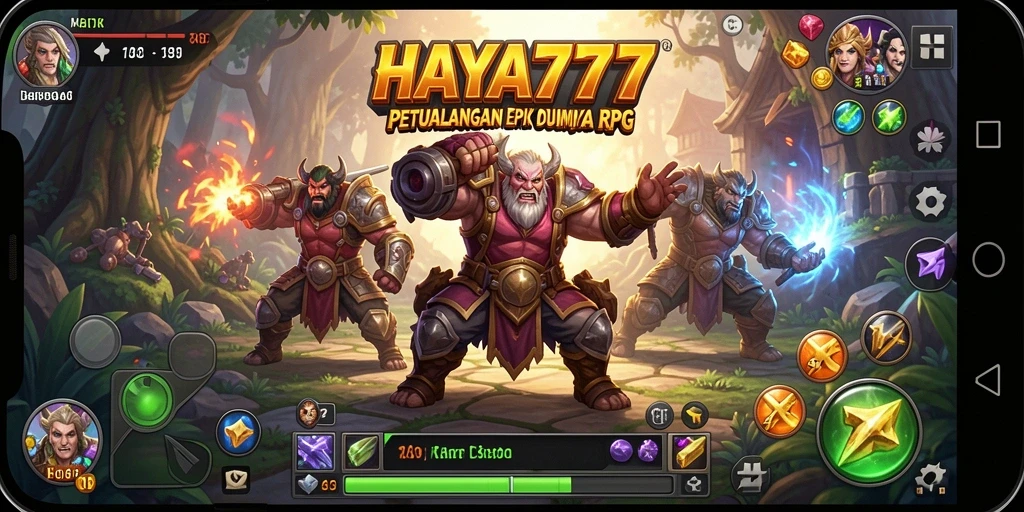 Screenshot gameplay HAYA777 menampilkan pertempuran seru dengan karakter RPG.