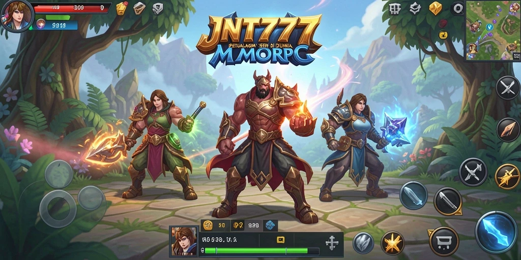 Tangkapan layar permainan <strong>JNT777</strong> menunjukkan aksi seru di dunia MMORPG.