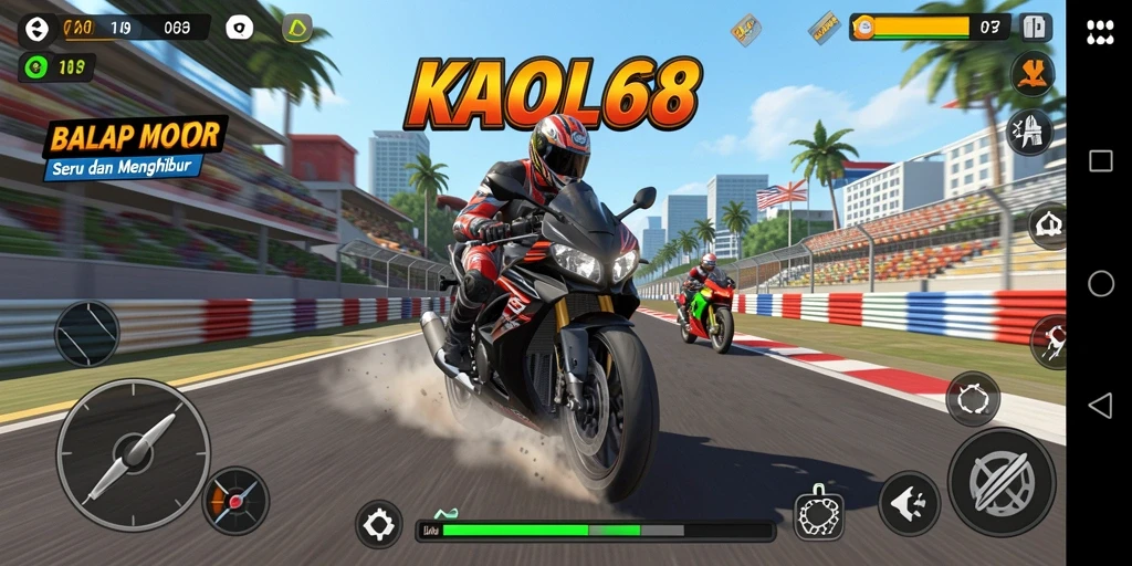 Tampilan gameplay seru di lintasan balap motor.