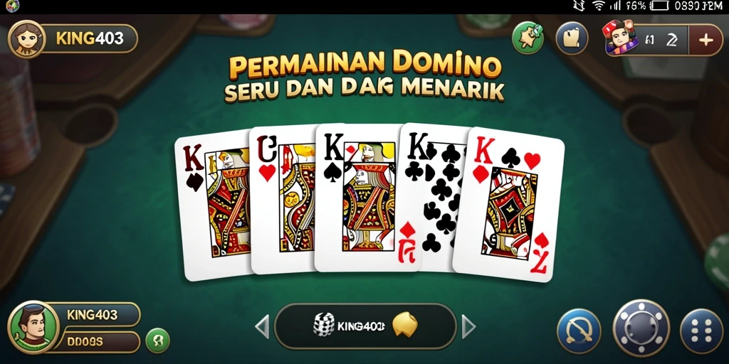 Tampilan gameplay seru di KING403 dengan Domino yang mengasyikkan.