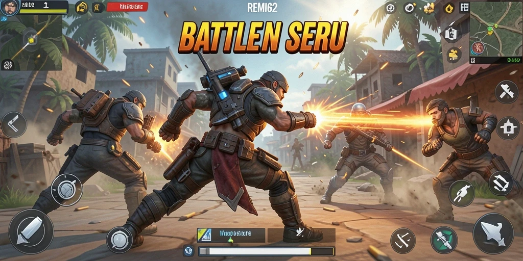 Tangkapan layar gameplay REMI62 yang menampilkan pertempuran seru dalam Battle Royale.