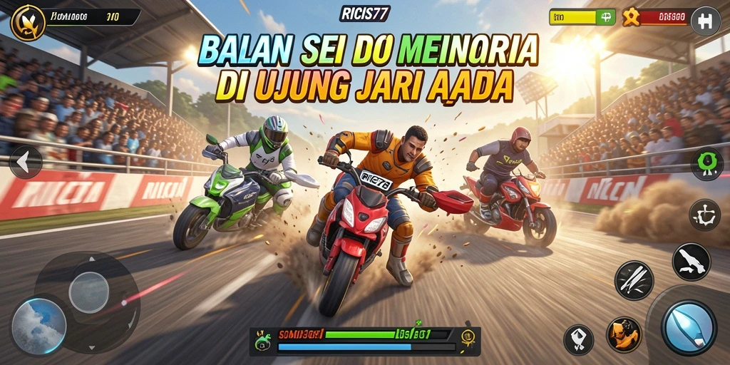 Tampilan gameplay seru dalam balapan yang menegangkan di RICIS77.