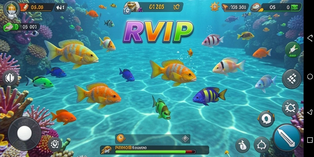 Gameplay seru memancing ikan dengan berbagai senjata.