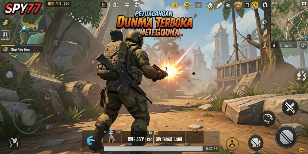 Screenshot gameplay SPY77 dengan dunia terbuka yang luas dan menakjubkan.
