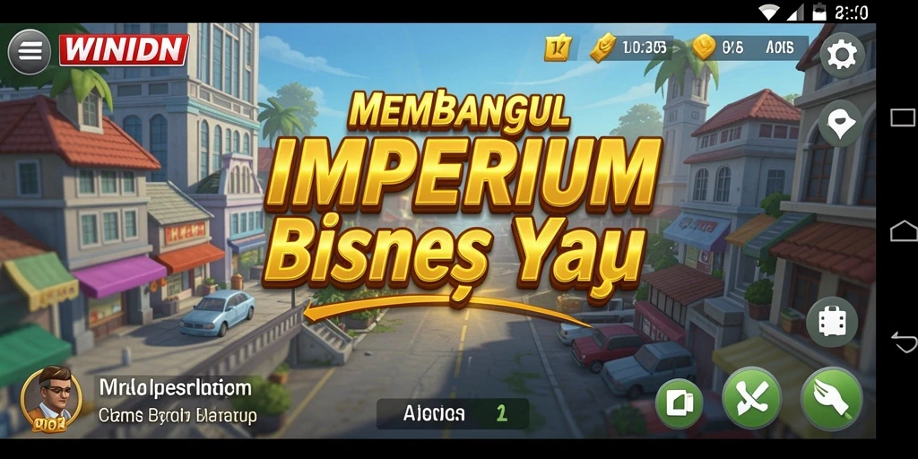 Tampilan gameplay seru di WINIDN saat membangun bisnis.