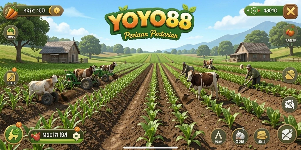 Tampilan gameplay menarik dari YOYO88 dengan aktivitas bertani.