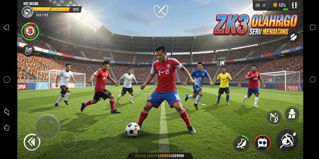 Tampilan gameplay ZK3 yang penuh aksi dan kompetisi olahraga.